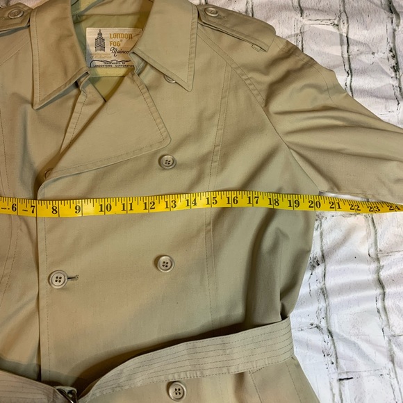 Vintage Retro London Fog Maincoats Timeless Tan Trench Coat Plus Size 12P - Picture 7 of 9